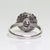 Anel de safira redondo banhado a prata para mulheres requintadas noiva princesa casamento anel de noivado tamanho americano 5-132622