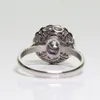 Anillo de zafiro redondo chapado en plata para mujer exquisita, anillo de compromiso de boda de princesa, talla estadounidense 5-13196g