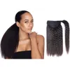 Kinky Straight Human Hair Ponytail Brazilian Virgin Ponytail Hair Extensions With Clips In Coarse Yaki Ponytail Wrap Drawstring For Women