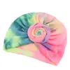 Infantile Neonato Neonate Ragazzo Cappello Turbante Cap Tie-dyed Bambini Toddler Twist Knot Caps Beanie Bonnet Copricapo Copricapo Sciarpa Wrap