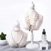 [DDisplay]Lace Fabric Female Model White Jewelry Display Stand Graceful Necklace Standing Showcase Retro Style Beauty Pendant Display Holder
