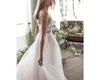 2020 Romantic 3D Floral Lace Berta Trouwjurk Bruidsjurken Juweel Bekijk Hoewel Top Empire Taille Huwelijksreceptie Boho Bridal Jurkjurken