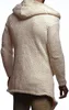 Designerkläder Mens Solid Color Sweater Cardigan Casual Långärmad Hooded Long Knitting Coat Nya Mens