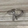 Anillo de plata de ley 925 de alta calidad con 26 letras para mujer, diamantes de imitación abiertos A-Z, anillos de dedo con letras iniciales, joyería para mujer Par307y