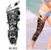 1Pc Sexy Impermeabile Autoadesivo Del Tatuaggio Temporaneo Manicotto Del Braccio Completo Grande Teschio Tatoo Adesivi Finti Fattoos