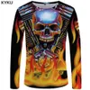 Kyku Skull Tシャツメンズ長袖シャツブラック洋服悪魔Tシャツ3DプリントTシャツロックストリートウェアメンズ服MX200509