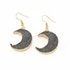 Fashion Moon druzy drusy earrings gold plated Geometry faux natural stone resin earrings for women jewelry