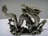 Old Chinese handwork Copper Carved luck dragon Statues