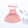 kids designer Romper Clothes Baby Girls Solid Cotton Sling romper infant toddler suspender Jumpsuits 2019 Summer INS Children Clothing