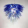 현대 무라노 LED 샹들리에 조명 미국 자존심 큰 파란색 천장 마운트 핸드 블로운 유리 샹들리에 가정 장식