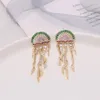 Mode- Bruiloft Sieraden Vrouwelijke Lange Kwastje Oorbellen Volledige Diamond Marine Jellyfish Dangle Earings Women Silver Ear-studs