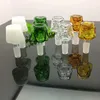 Glass Pipes Smoking Manufacture Hand-blown hookah Multiple color cartoon glass bubble head glass adapter