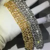 Handmade Male Iced Out Crystal cz Necklace 12.5mm Heavy Miami Cuban Link Chain Hiphop Gold Color Fashion Party Jewelry For Men