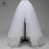 2019 A Line Bröllopsklänningar Overkirt Avtagbar Tåg Tulle Organza Satin Sash Bow Gratis Storlek Vestido de Novia