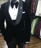 Mode Noir Velours Marié Tuxedos Châle Revers Garçons D'honneur Robe De Mariée Excellent Homme Veste Blazer 3 Pièce Costume (Veste + Pantalon + Gilet + Cravate) 1188