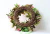 Artificial Peony Flower Wreath - 15" Pink Flower Door Wreath with Green Leaves Spring Wreath for Front Door, Wedding, Wall, Home Decor