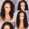 Brazilian deep curly transparent hd lace human hair 360 frontal wig pre pllucked water wave wigs front 130% density DIva1