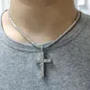 Collier pendentif croix en pierre de diamant brillant, bijoux plaqué platine pour hommes et femmes, cadeau d'amoureux, bijoux religieux pour Couple, 2210