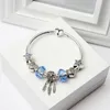 Strands Charm magic beads blue beads bracelet feather pendant DIY accessories wholesale