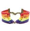 Rainbow Flag Gay Pride Bracelets LGBT Charm Heart Braided Rope Bracelets Gay Lesbian Love Heart Design Bangle Jewelry Cheap Wholesale DHL