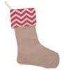 Julstrumpor Bomullduk Våg Stripe Sack Sock Santa Claus Candy Gift Bag Filler Xmas Hängande dekoration 30 * 45cm 3Color