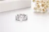 925 Srebrny Pierścień Pierścień Palec Zaręczyny Kamień Ślubne Pierścionki Pave Emerald-Cut Symulowany Diamentowy Platinum Rozmiar 5,6,78,9,10,11,12