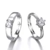 Anello solitario con zirconi cubici aperto regolabile fidanzamento con diamanti matrimonio coppia d'argento anelli da donna amore moda gioielli Will e Sandy