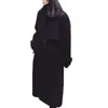 Moda Solido Nero A Maniche Lunghe Fusciacca Risvolto di Lana A Doppia Faccia Capispalla Donna Autunno Inverno Caldo Giacca Temperamento Cappotto Femminile