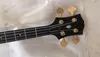 4 Strings Charcoal Black Burst Flame Maple Top Jazz Semi Hollow Body Bass Guitar Double F Hole, Dot Inlay, Gold Hardware