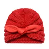 Bebê meninas chapéus feitos malha Meninas infantil Sólidos Bow-tie Caps inverno dos miúdos ao ar livre Slouchy Gorros Barrete da criança do bebê Presentes 1-4T 06