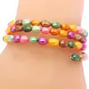 Hot style women's multi-layer pearl bracelet mixed color hand-made pearl bracelet with beads wrapped around the bracelet