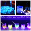 6cm Glow Coasters Light 4 LED-lampor Nyhetsbelysning 3M Klistermärken Flasklampa Blinkande LED Lyser till jul Xmas Nattklubb Bar Party Vase Dekoration