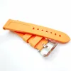 24mm High Quality Fashion Orange Silicone Rubber Band 22mm Silvery Steel Screw Tang Buckle Strap for PAM PAM 111