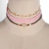 Chokers Danze 4 Typer Bohemian Choker Necklace Set för Kvinnor Kvinna Opal Hängsmycke Fashion Hollow Out Lace Collier Femme Smycken