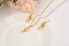 Solid Yellow Gold GF Small Cute Dolphin Beautiful Pendant Necklaces Earrings Mermaid Papua Guinea Jewelry Party Gifts