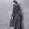 Spring Women Dresses Denim Skirt Slim Waistband Long Skirts Retro Embroidered National Style Dress Plus Size