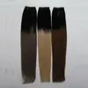 Bande de couleur Ombre dans les cheveux 100% Real Remy Extensions de cheveux humains 40 pcs 100% Real Remy Straight Invisible Skin Weft PU Tape On Hair Extensions