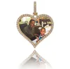 Custom Made Love Heart Shape Photo Medallions Collar colgante Iced Out Hombres Mujeres Pareja colgante, enviarle una foto a través del mensaje después del pago