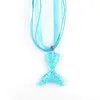 Fashion Mermaid Fish Tail Necklace Beauty Gardient Color Resin Fish Tail Pendant Ribbon Wax Rope Necklace For Girls Women Best Gifts 2019