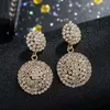 Wholesaout round dangle earrings for women luxury designer bling diamond dangling earrings fashion bridal wedding engagement earring jewelry