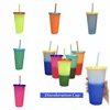 24oz Color Shanging Cup Magic Plasticle Tumblers с крышкой и соломенной многоразовой конфетой цвет холодной чашки с морской доставкой CCA12201 500 шт.