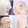 Kort Bob Ombre Blond Färg 13 * 4 Syntetisk Lace Front Middle Ratio Simulering Mänskliga Hår Paryks BrazilianHair Pre-Plocked Wig För Kvinnor