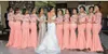 Coral Half Sleeve Druhna Suknie Długie Tanie 2019 Mermaid Bateau Neck Koronki Aplikacje Formalne Suknie Ślubne Prom Dress Rates De Fete