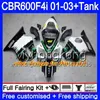 Yellow hot sale Body +Tank For HONDA CBR 600F4i CBR600FS CBR600F4i 01 02 03 286HM.31 CBR600 F4i 600 FS CBR 600 F4i 2001 2002 2003 Fairings