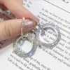 Nouveau design créatif boucles d'oreilles en peluche bijoux de haute qualité de mariage élégant en cristal rond et couleur argent pour femmes e001275o