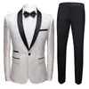 Costumes pour hommes Blazers Hommes Mode Châle Revers 2 Pièces Ensemble Rouge Bleu Blanc Noir Mariage Groom Qualité Jacquard Banquet Tuxedo1