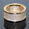 Wholesale-ブランドの動画高品質高級ジュエリー925スターリングSilveryellow Gold Pave enternity Topaz CZダイヤモンドサークルバンドリング