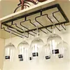 Iron Wall Mount Wine Glass Hanging Holder Goblet Stemware Storage Organizer Rack SH190918