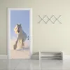 White Running Horse Self-Adhesive Wall Sticker 3D Door Decals for Kid's Room