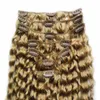 Kinky encaracolado clipe em extensões de cabelo humano 7 pçsset virgem mongol cabelo encaracolado cabeça cheia clipin remy extensões de cabelo 1471183